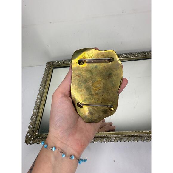 Unique Vintage Korean Brass Shell belt buckle , one of a kind - Picture 4 of 9